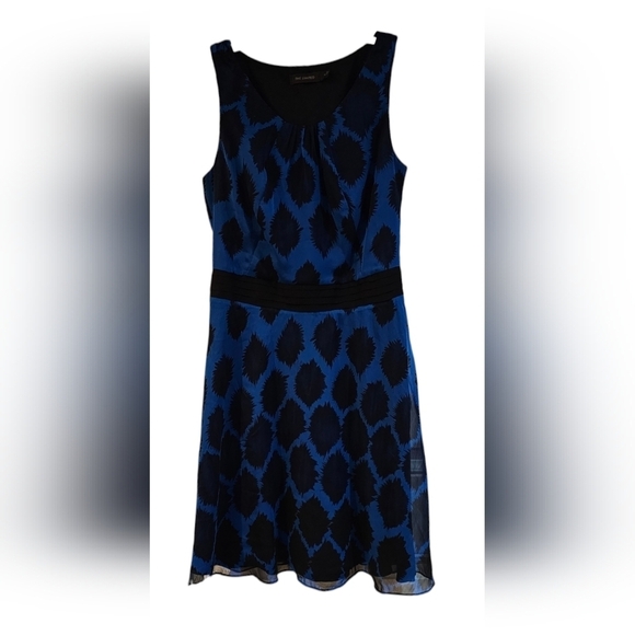 The Limited - Sleeveless Semi-Sheer Blue & Black Abtract Print Dress​​​​​ - Picture 2 of 10